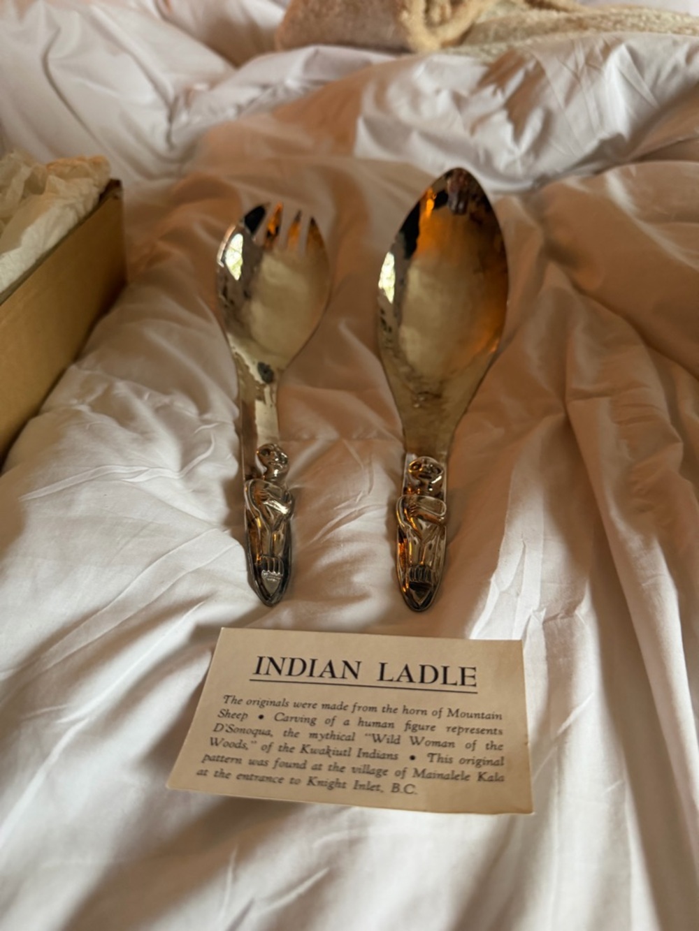 Indian Ladle and Fork Serving Set from Acme Vancouver new in box